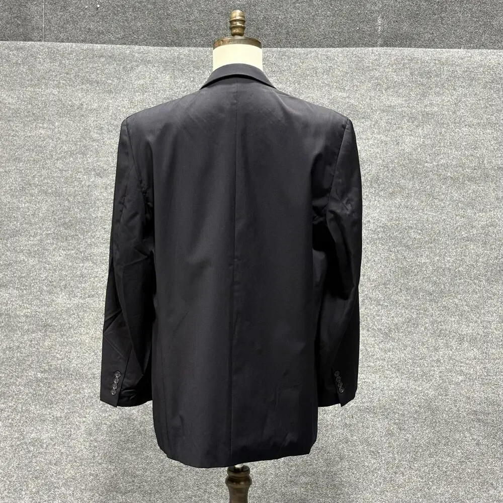 Calvin Klein Blazer Mens 46L Black 100% Wool 3 Button Notch Lapel Sport Coat